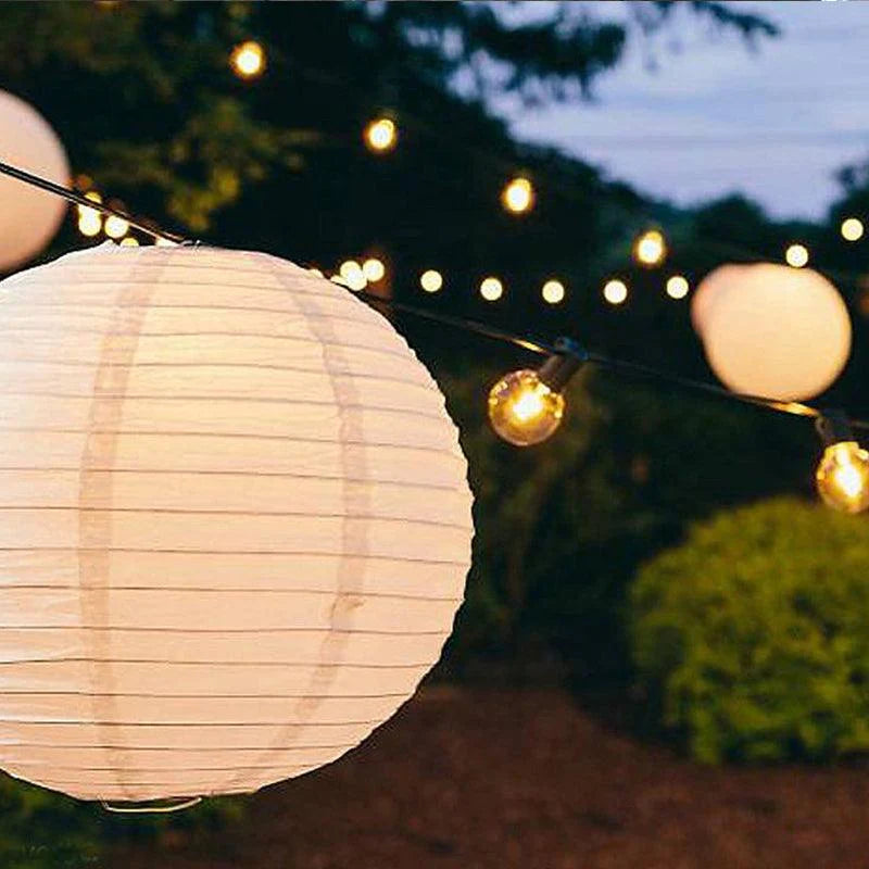 White Hanging Paper Lanterns for Wedding Party Decorations, 4 Size