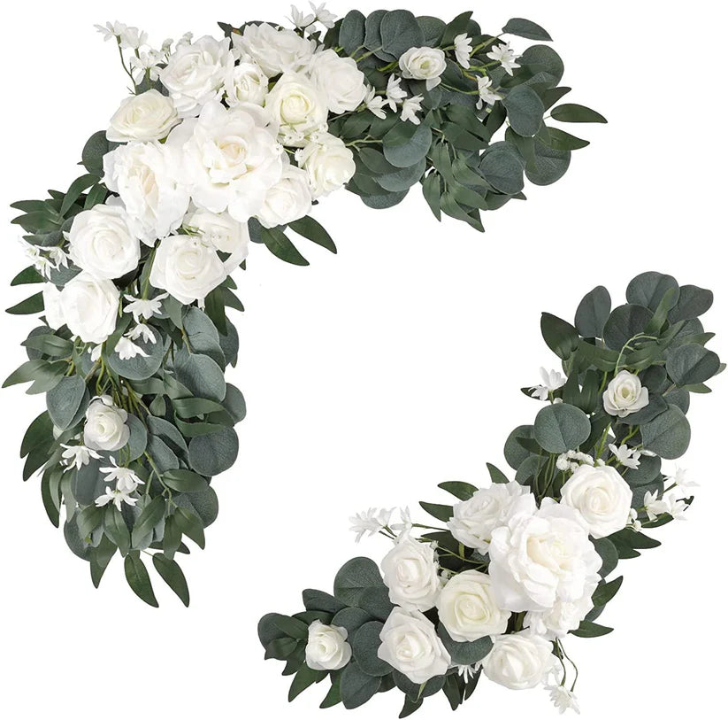 2pcs Artificial Flower Swag Arch Decor for Wedding Reception Backdrop