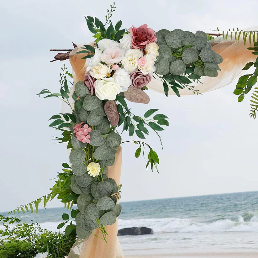 2pcs Artificial Flower Swag Arch Decor for Wedding Reception Backdrop