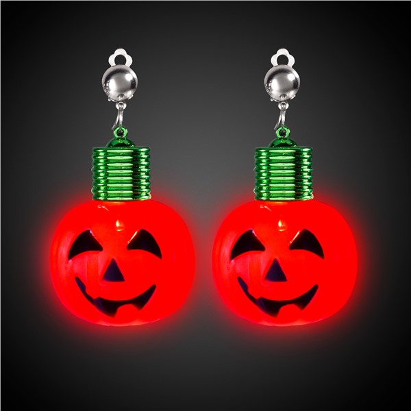 LED Jumbo Pumpkin Clip-On Earrings