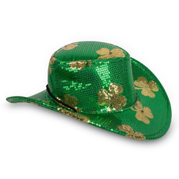 LED Sequin Shamrocks Cowboy Hat