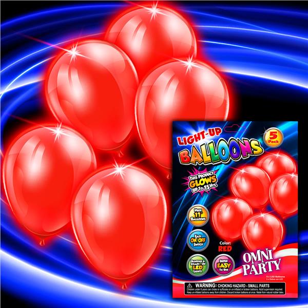 Red LED Balloons (5 Per pack)