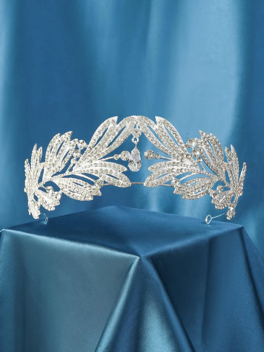 Rhinestone Leaf Decor Bride Headband