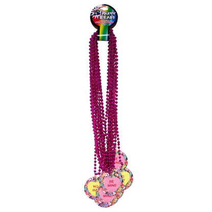 Candy Hearts Medallion Bead Necklaces (Per 12 pack)