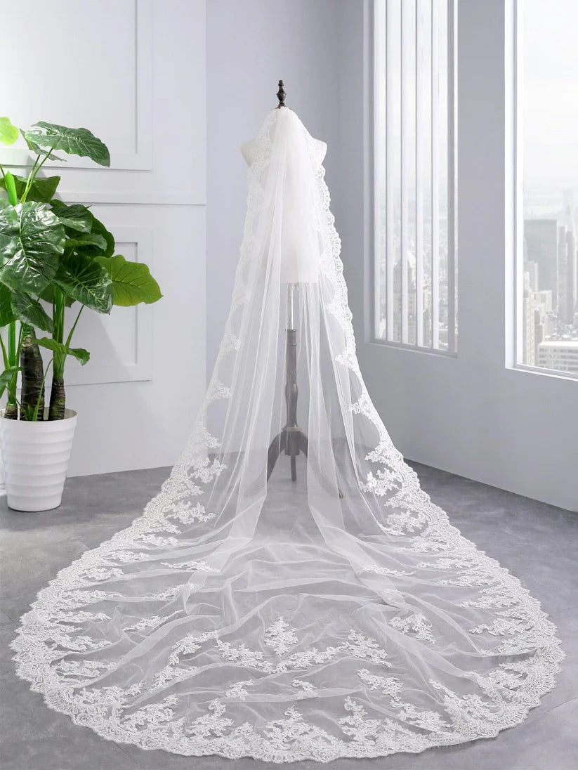 Timeless Floral Embroidered Bridal Veil