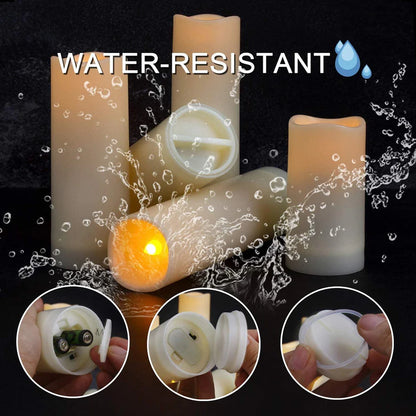 Led Candles Set of 12(D 2.2" X H 4" 5" 6" 7") Resin Candles with Remote Timer Waterproof Outdoor Indoor Candles (Made of Plastic)