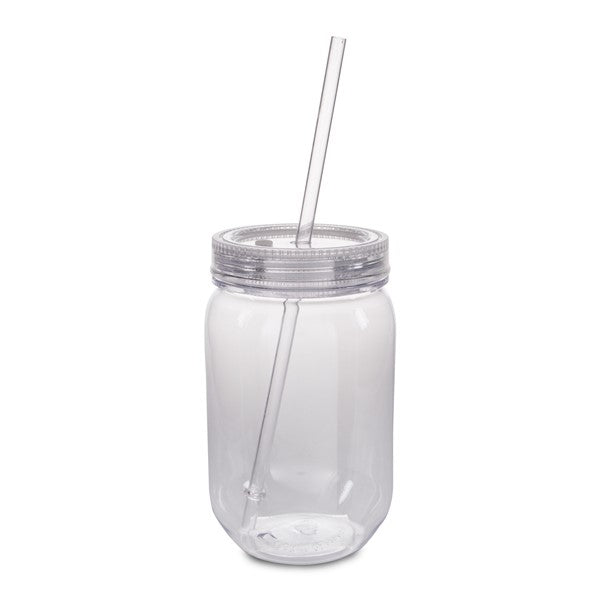 LED 20 oz. Mason Jar with Straw