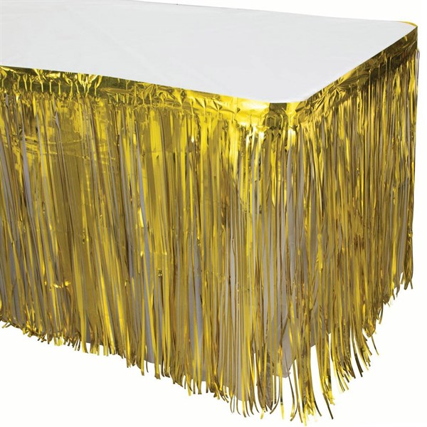 Gold Metallic Fringed Table Skirt