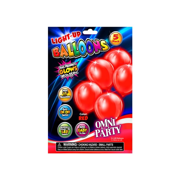 Red LED Balloons (5 Per pack)