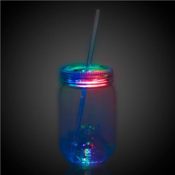 LED 20 oz. Mason Jar with Straw