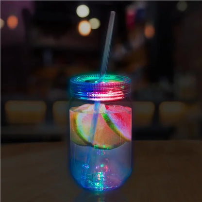 LED 20 oz. Mason Jar with Straw