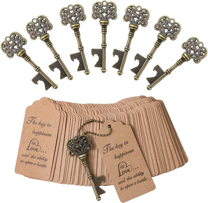 50PCS Vintage Skeleton Key Bottle Opener, Wedding Favors Key Bottle Opener