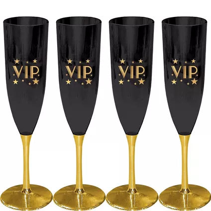 Metallic Gold VIP Champagne Flutes 4ct