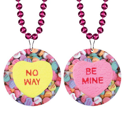 Candy Hearts Medallion Bead Necklaces (Per 12 pack)