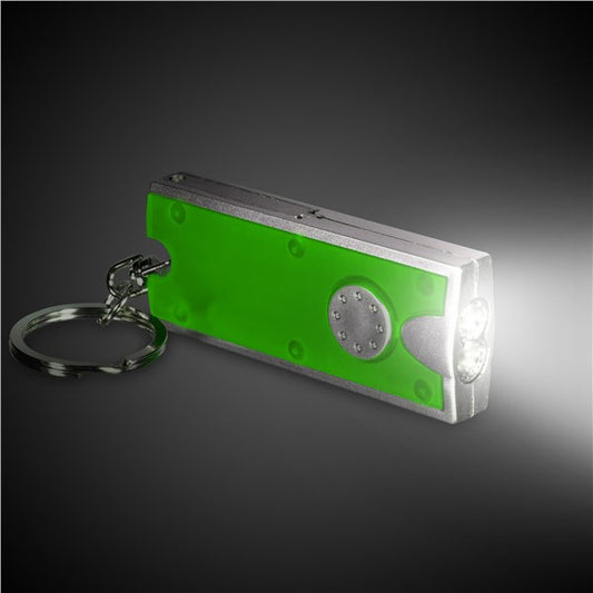 LED Green & Silver Keychain