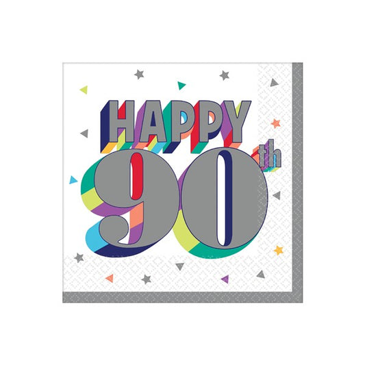 90th Birthday Beverage Napkins (16 Per pack)