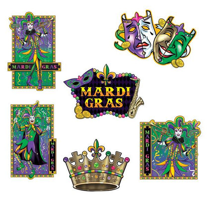 Mardi Gras Jumbo Cutouts (6 per pack)