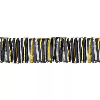 Black, Silver & Gold Fringe Garland, 9ft