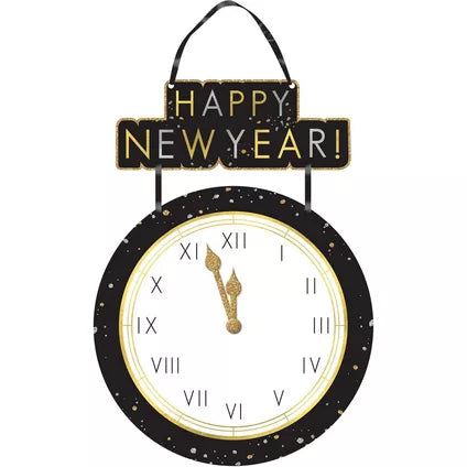 Countdown to Midnight Hanging MDF Clock Decoration, 12in x 16.5in