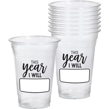 This Year I Will New Year's Eve Plastic Tumblers, 16oz, 20ct