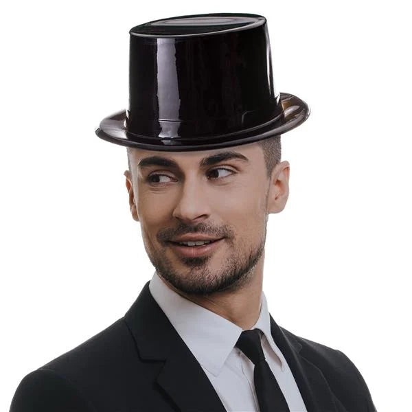 Black Plastic Top Hats (12 Per pack)