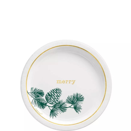 Calm & Bright Christmas Paper Dessert Plates, 7in, 8ct