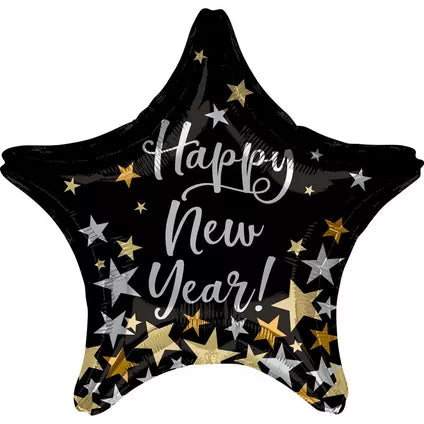 Happy New Year Star Foil Balloon, 19in - New Year Celebration