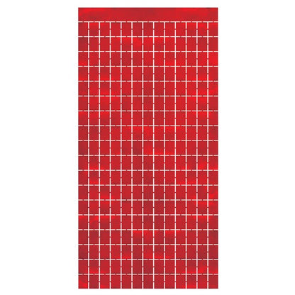 Red Metallic Squares Curtain