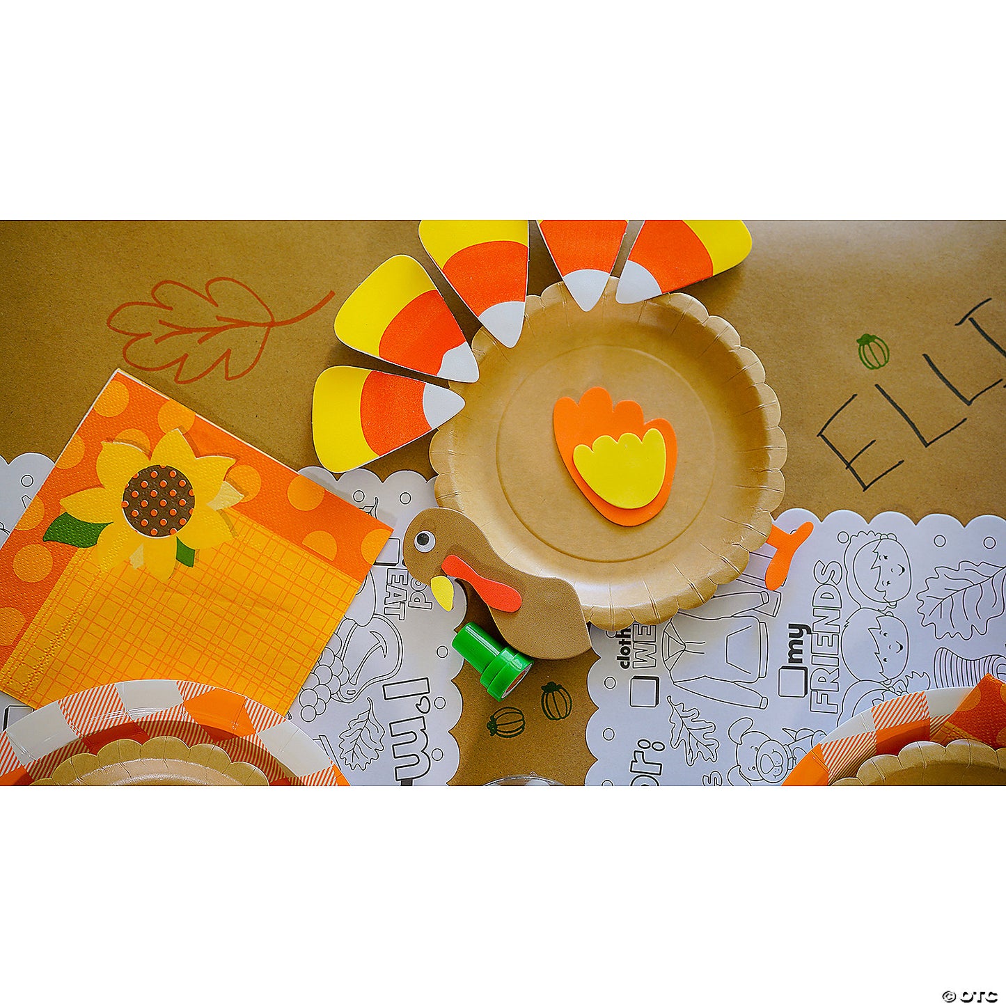 Paper Plate Candy Corn Turkey Craft Kit - Makes 12