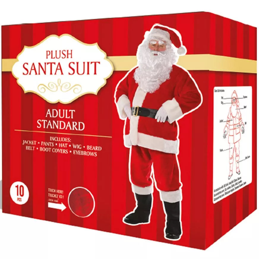 Adult Plush Santa Suit, 10pc