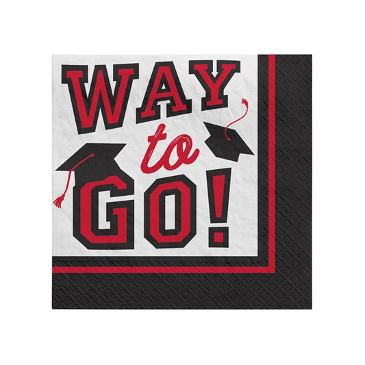 Red Graduation Beverage Napkins (40 Per pack)