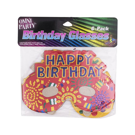 Happy Birthday Cardboard Glasses (6 Per pack)