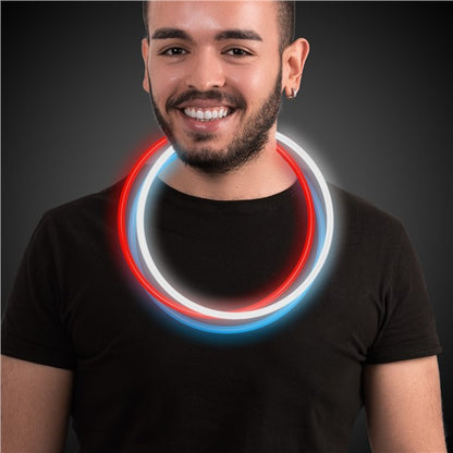 Assorted Red, White & Blue 22" Glow Necklaces(50 Per pack)