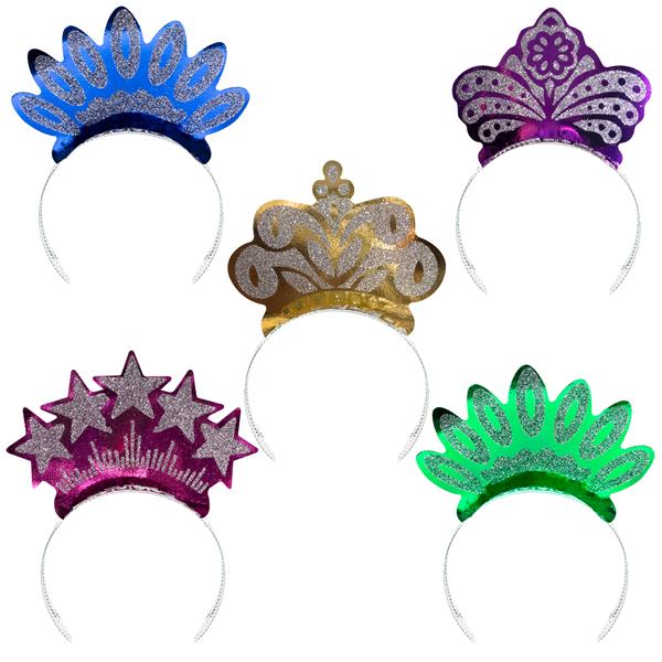 Assorted Color Glitter Tiaras (12 Per pack)