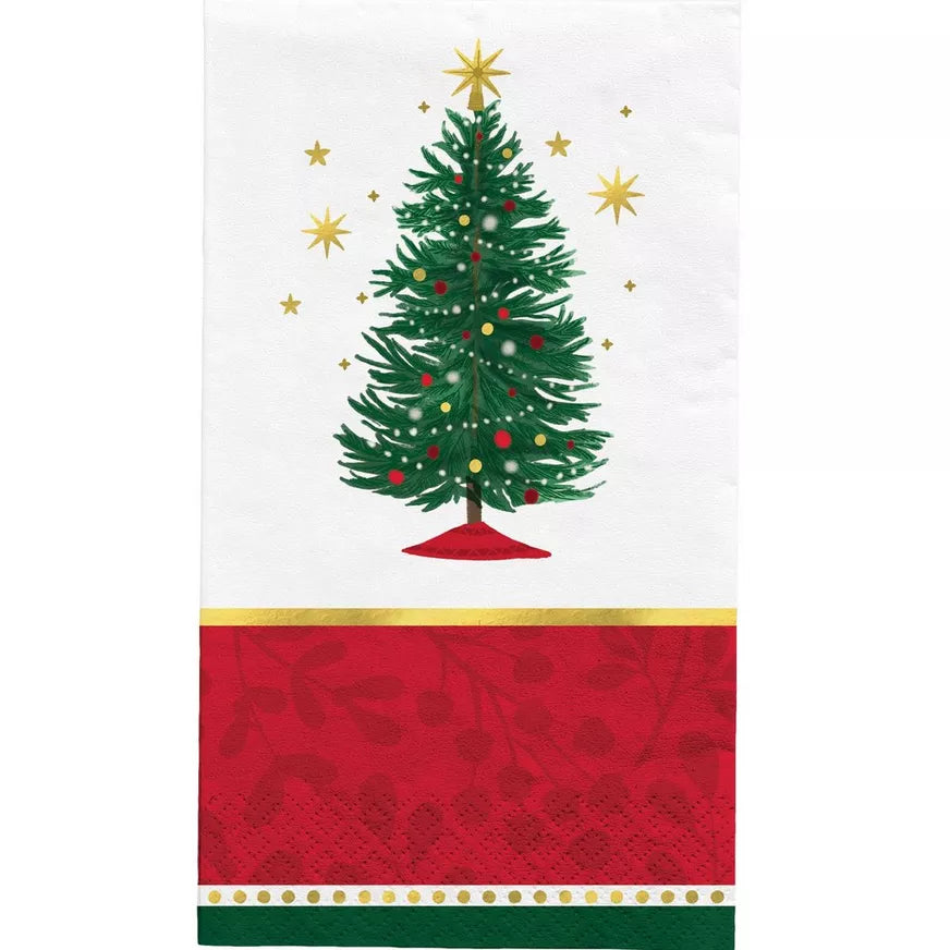 Joyful Christmas Tree Paper Guest Towels, 4.5in x 7.75in, 16ct