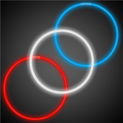 Assorted Red, White & Blue 22" Glow Necklaces(50 Per pack)