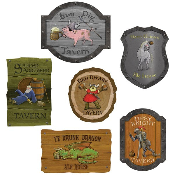 Medieval Tavern Sign Cutouts (6 per pack)