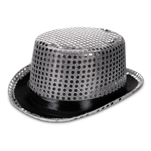 Silver Sequin Top Hat