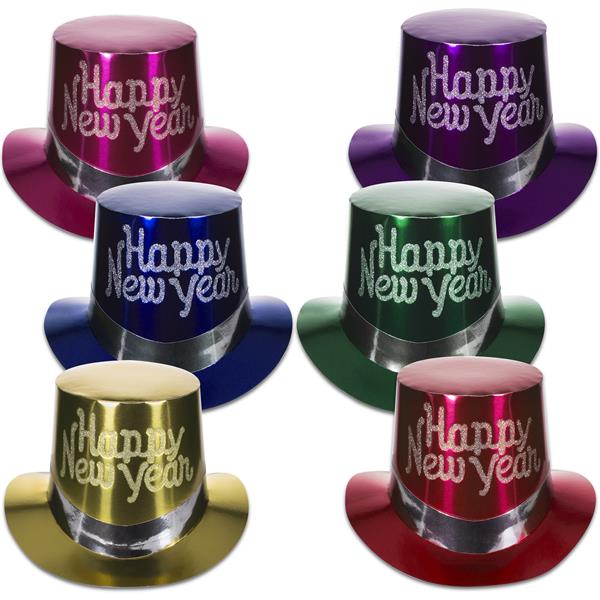 New Years Metallic Top Hats (36 Per pack)