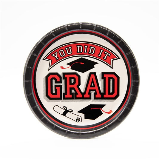 Red You Did It Grad 6 3/4" Plates (20 Per pack)