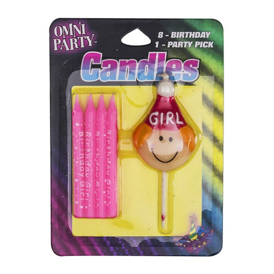 Pink Birthday Girl Candles Pack (9 Per pack)