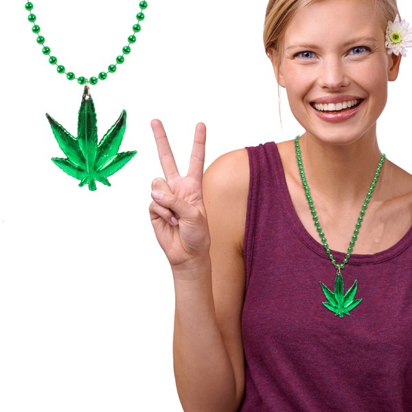 Weed Leaf 33" Bead Necklaces (12 Per pack)