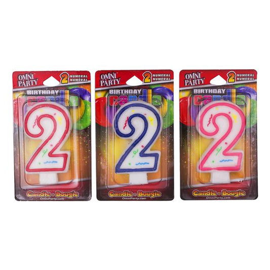 Number '2' Candles (3 Per pack)