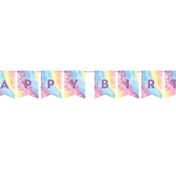 Happy Birthday Tie Dye Party Pennant Banner