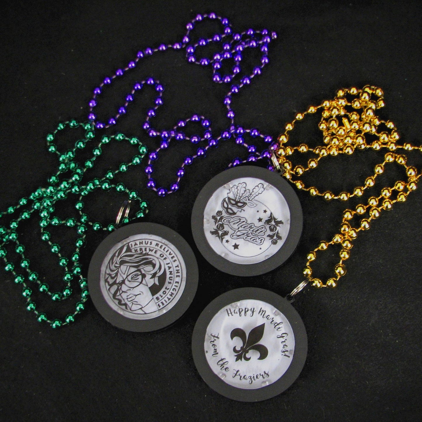 Customized Beaded Mardi Gras Flashing Medallions