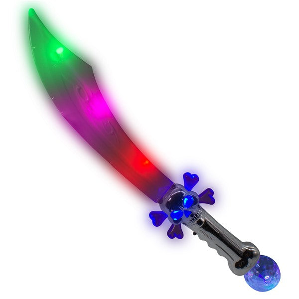 LED Crystal & Crossbones Skull Sword