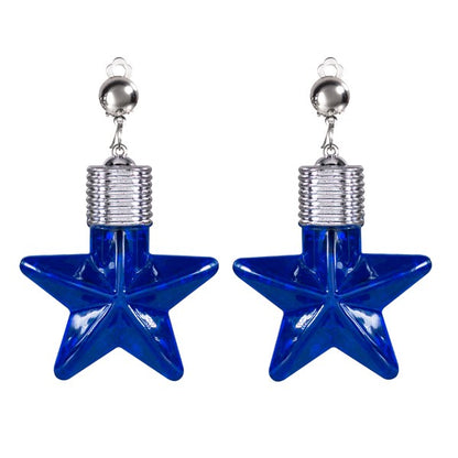 LED Blue Star Clip-On Earrings