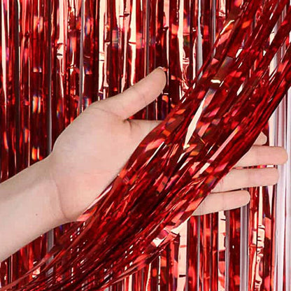 Red Metallic Fringed Door Curtain