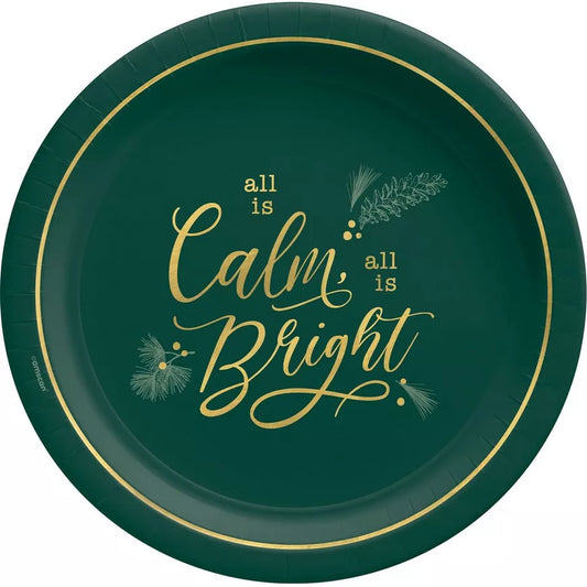 Calm & Bright Christmas Paper Dinner Plates, 10.5in, 8ct