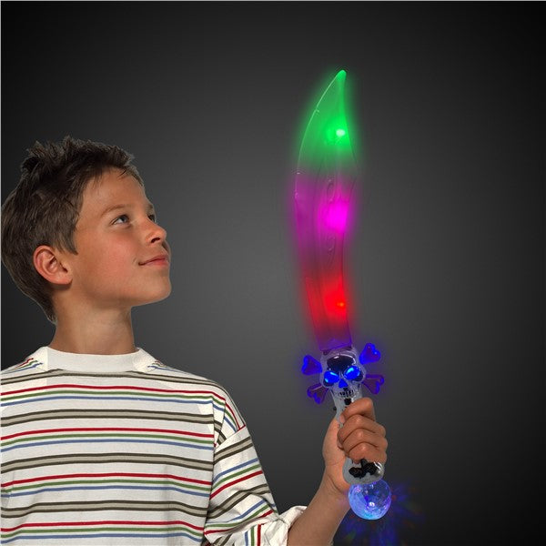 LED Crystal & Crossbones Skull Sword